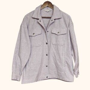Apricot Lavender Plaid Snap Front Shacket Size L